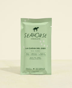 Seahorse Chocolate Colombia bar on a light beige background