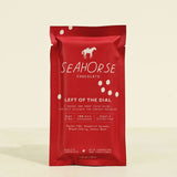 Red packaging of Seahorse Chocolate bar on a beige background
