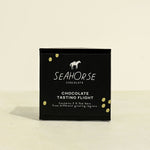 Seahorse Chocolate tasting flight chocolate sampler on a beige background