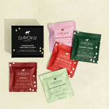 Collection of Seahorse chocolate bars on a beige background