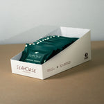 Box of Seahorse Camino Verde chocolate bars on a neutral background
